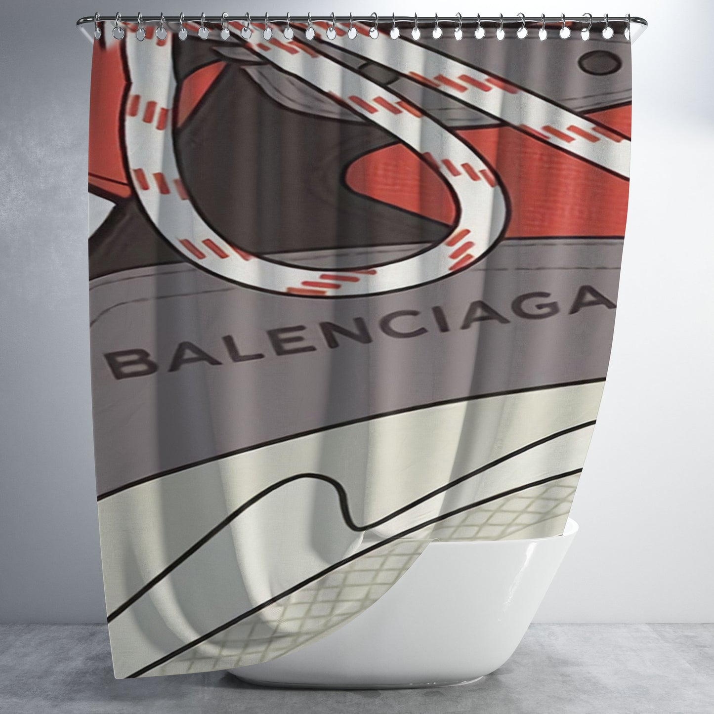 Balenciaga Shoes Logo Bathroom Shower Curtain Fabric Waterproof | 66 X 72 Inch