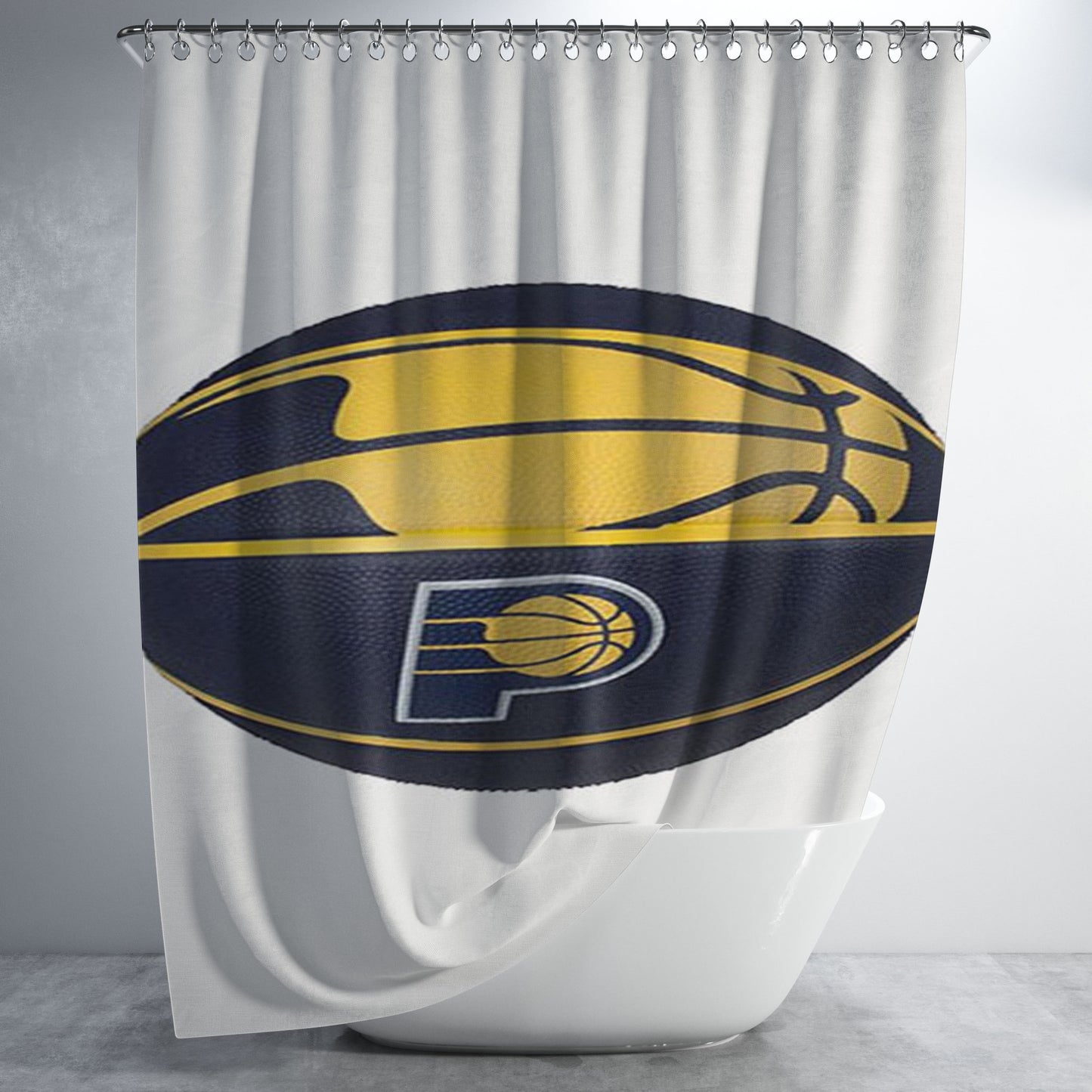 Basketball Indiana Pacers Bathroom Shower Curtain Fabric Waterproof | 66 X 72 Inch