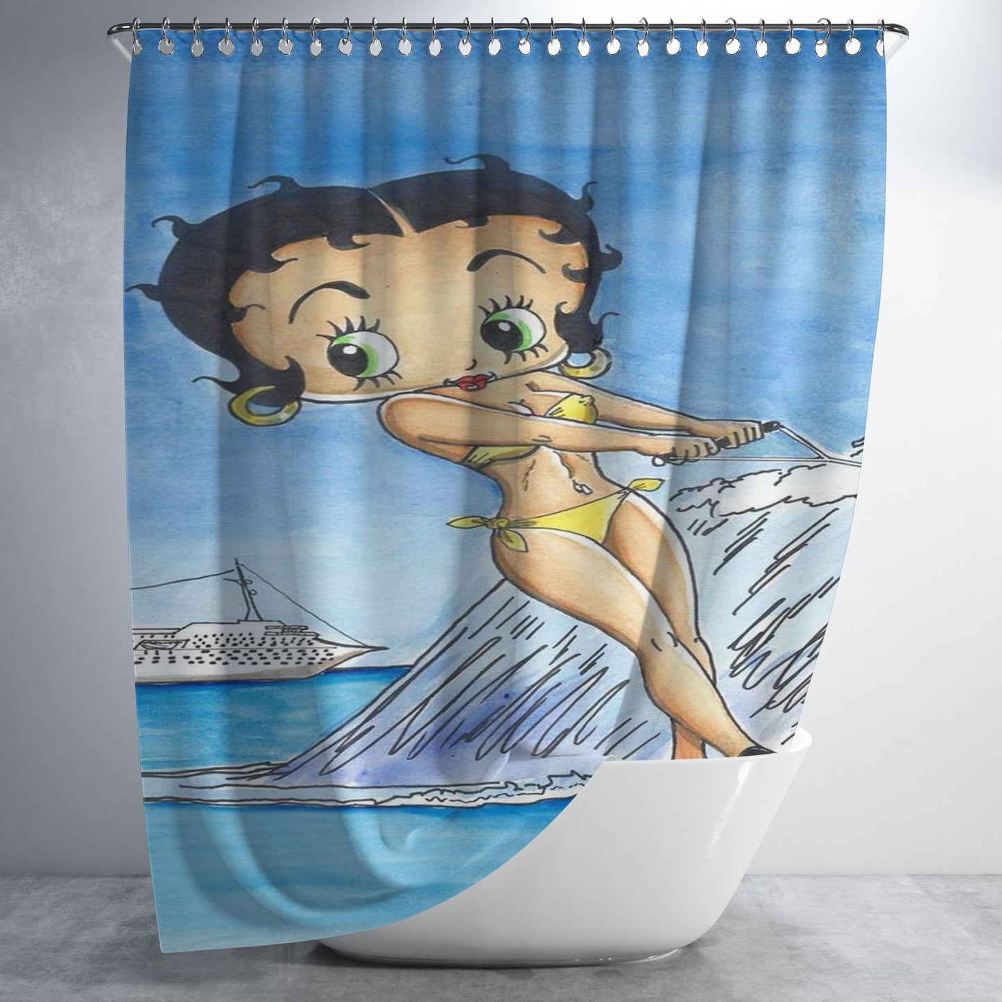 Betty Boop 5 Bathroom Shower Curtain Fabric Waterproof | 66 X 72 Inch