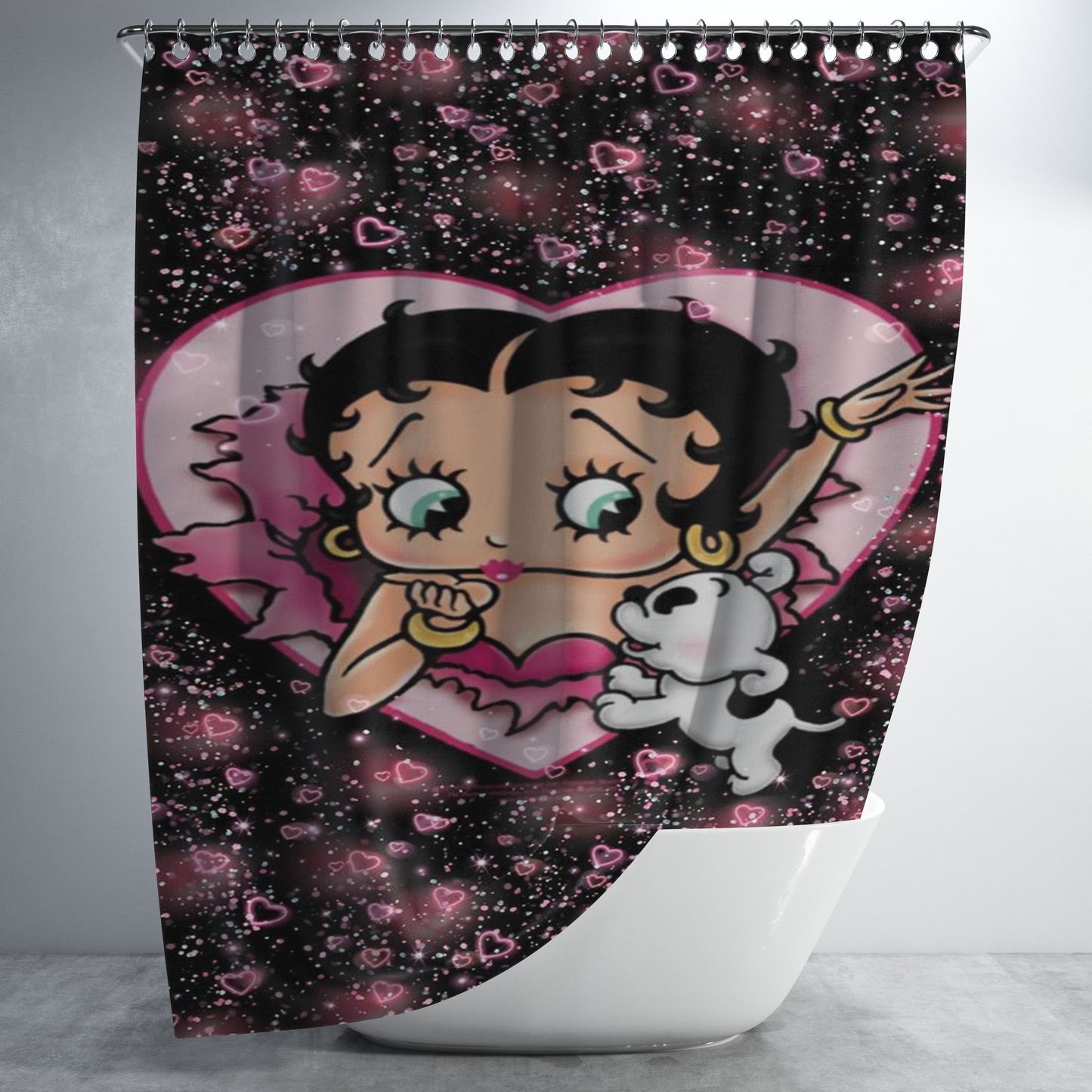 Betty Boop Classic Bathroom Shower Curtain Fabric Waterproof | 66 X 72 Inch