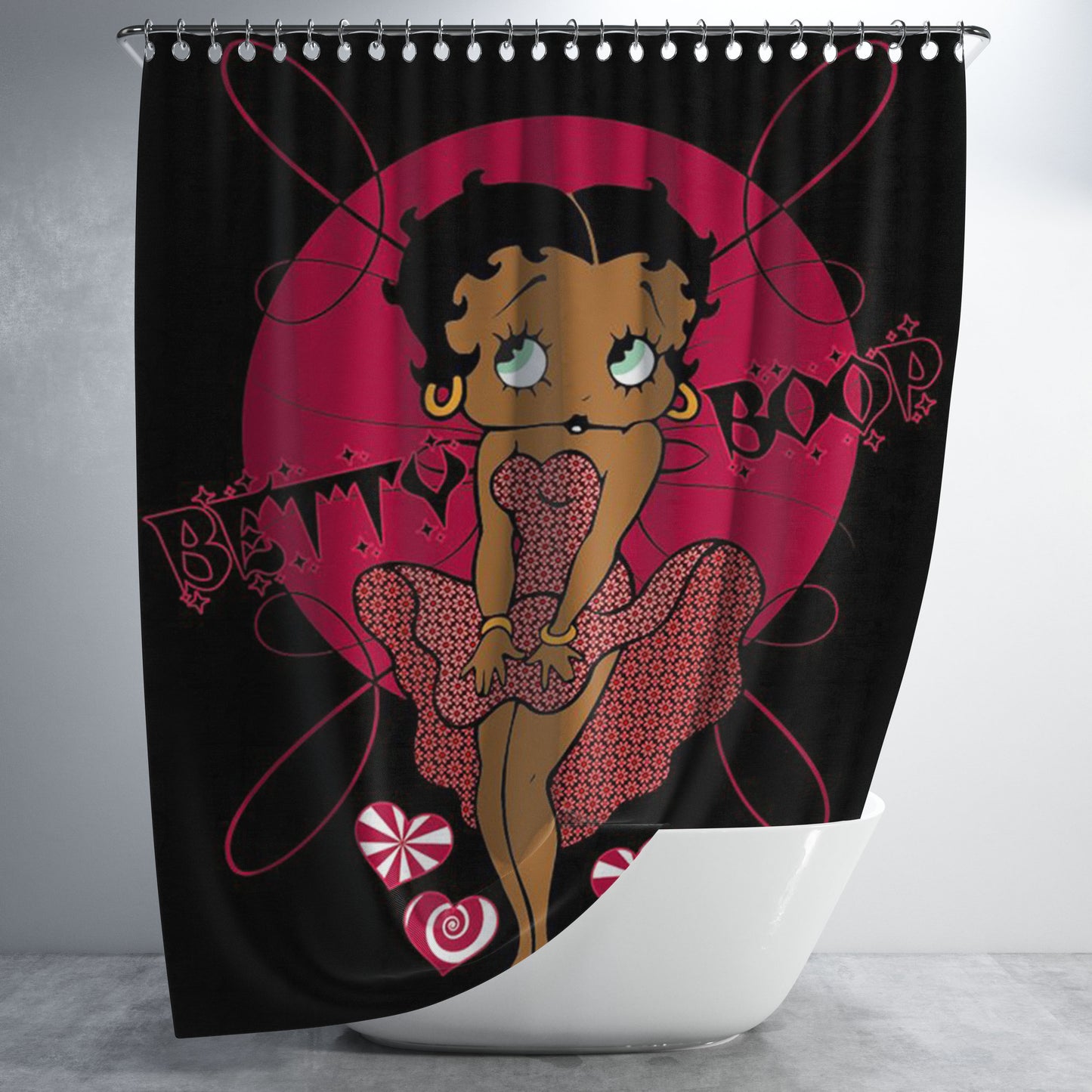 Betty Boop Emo Bathroom Shower Curtain Fabric Waterproof | 66 X 72 Inch