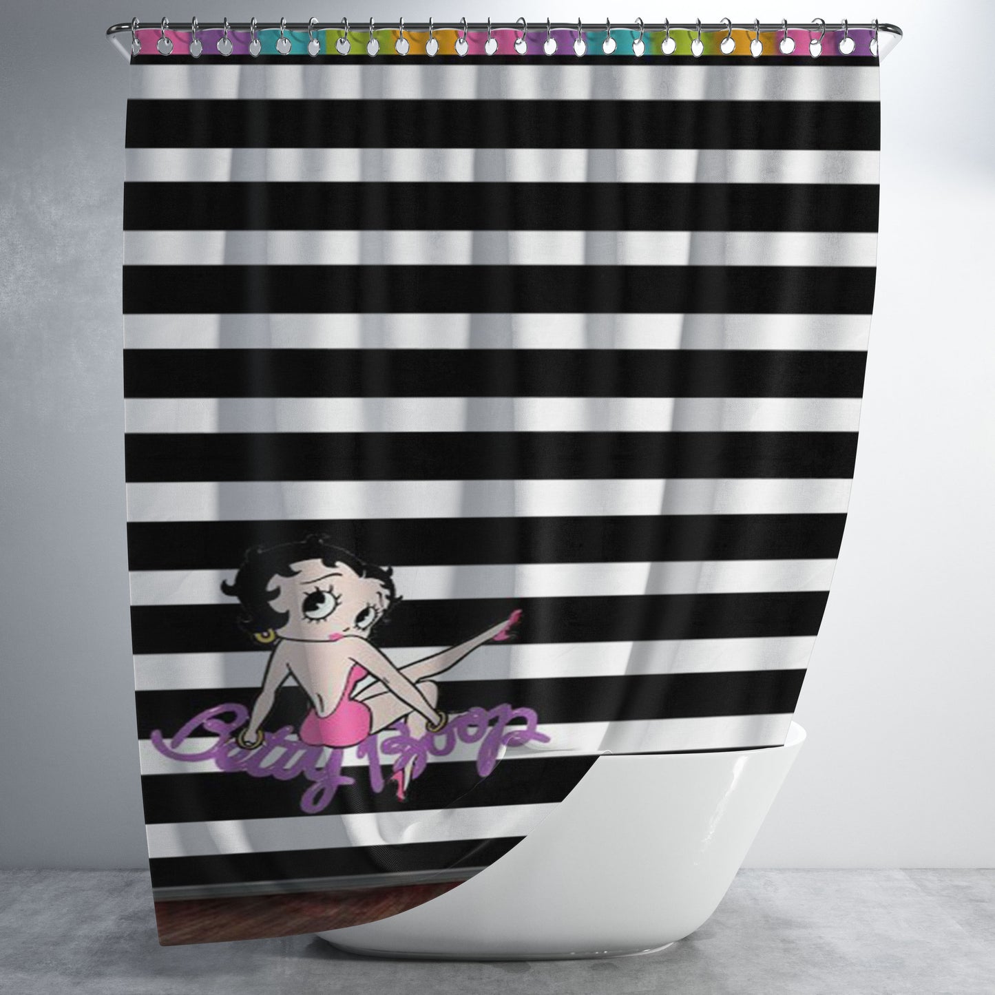 Betty Boop White S Bathroom Shower Curtain Fabric Waterproof | 66 X 72 Inch