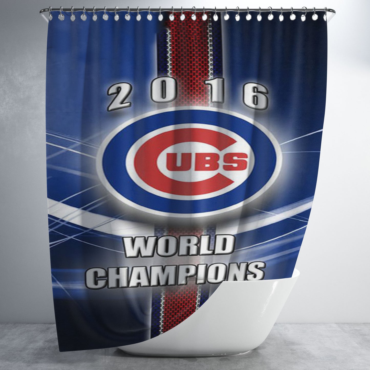 Chicago Cubs Champions Bathroom Shower Curtain Fabric Waterproof | 66 X 72 Inch