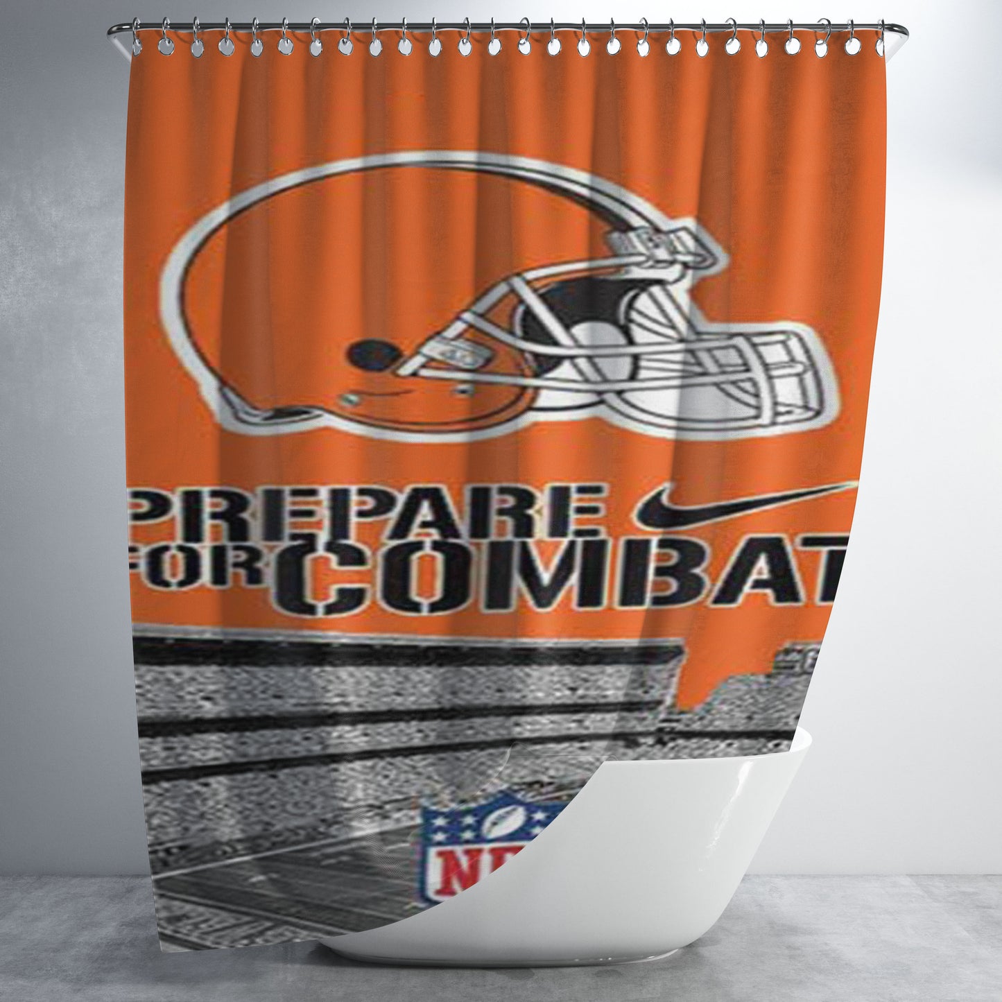 Cleveland Browns Prepare Bathroom Shower Curtain Fabric Waterproof | 66 X 72 Inch