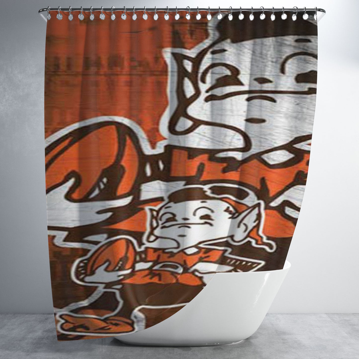 Cleveland Browns Vintage Overlap Bathroom Shower Curtain Fabric Waterproof | 66 X 72 Inch