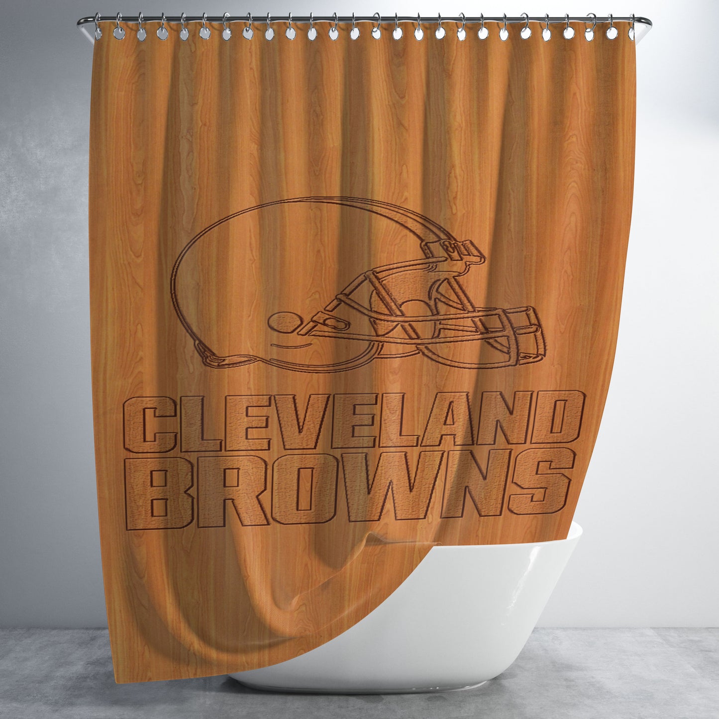 Cleveland Browns Bathroom Shower Curtain Fabric Waterproof | 66 X 72 Inch