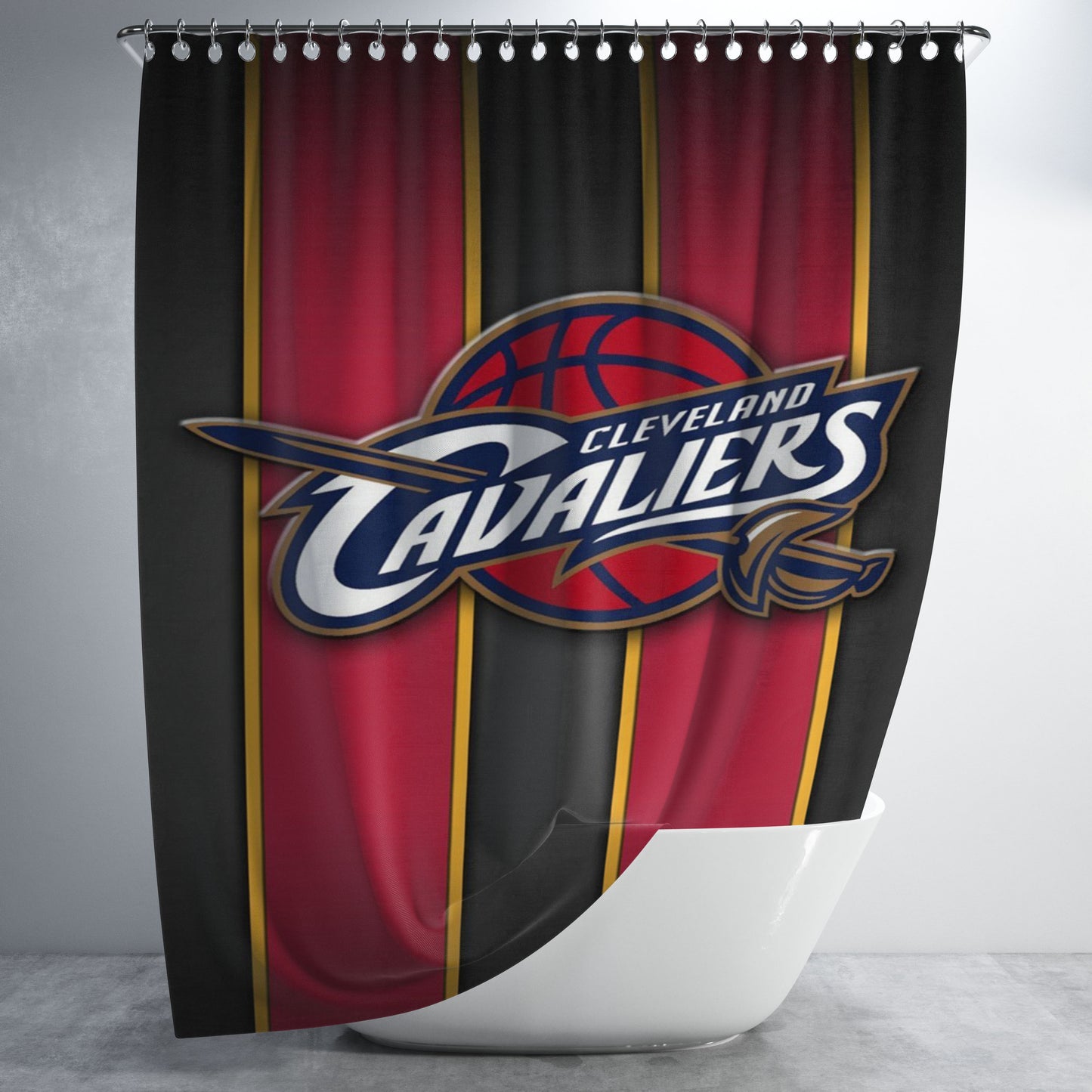 Cleveland Cavaliers Basketball Club Wallpapers Bathroom Shower Curtain Fabric Waterproof | 66 X 72 Inch