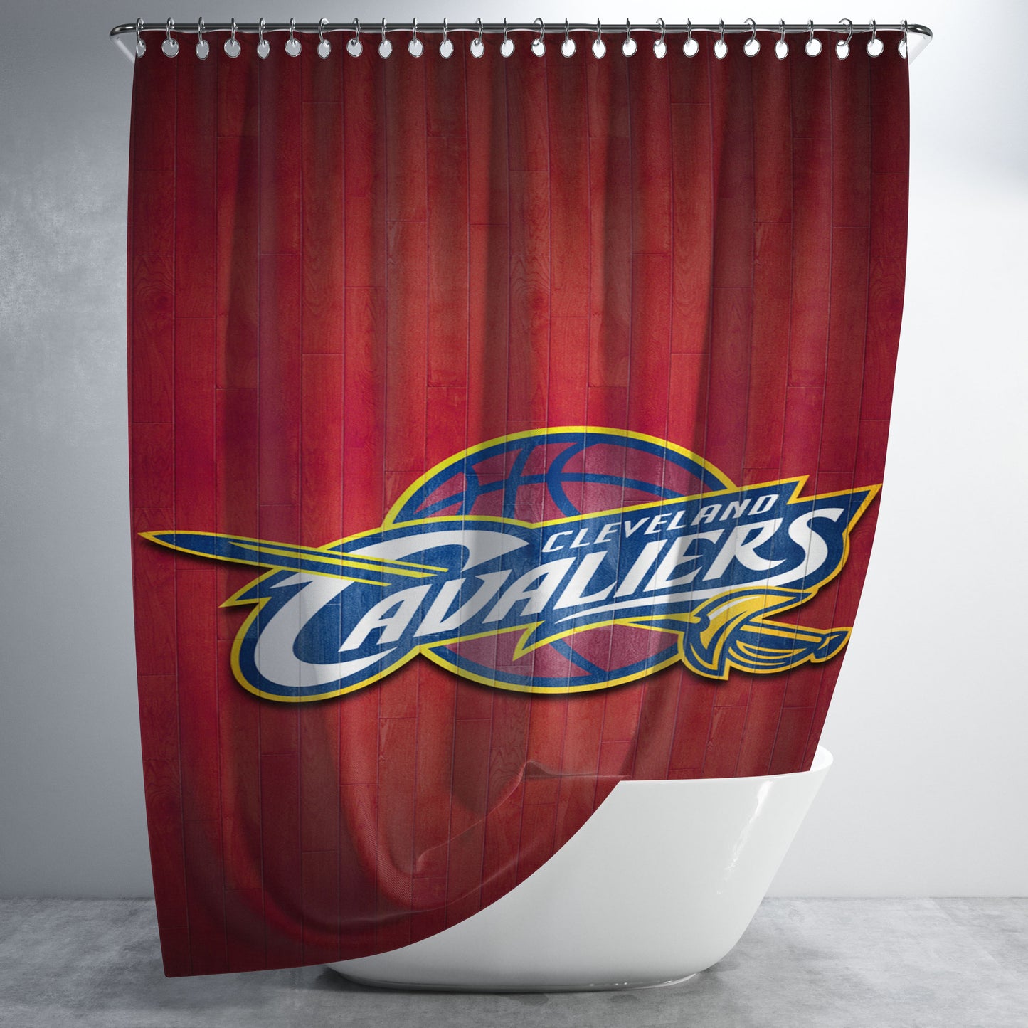 Cleveland Cavaliers Hardwood Bathroom Shower Curtain Fabric Waterproof | 66 X 72 Inch
