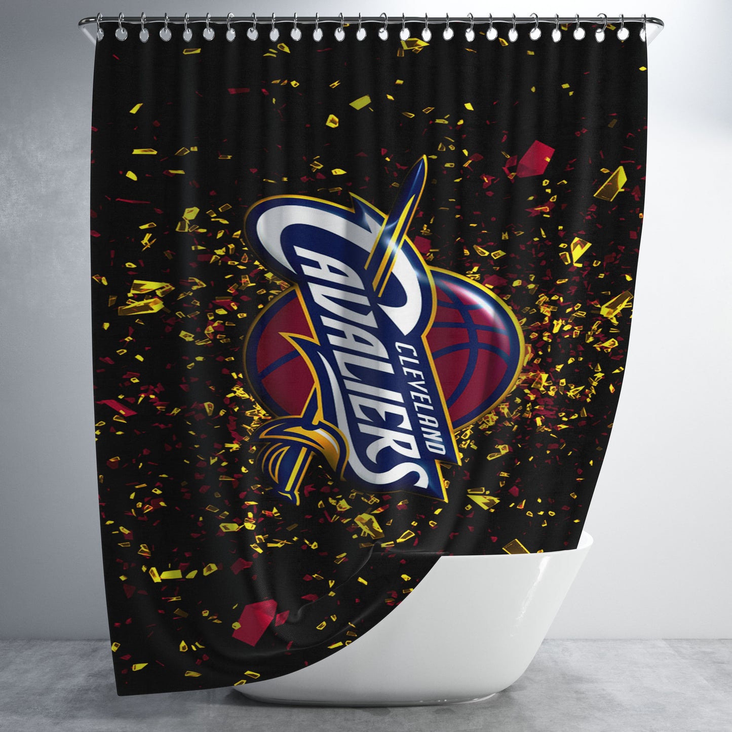 Cleveland Cavaliers Revival Bathroom Shower Curtain Fabric Waterproof | 66 X 72 Inch
