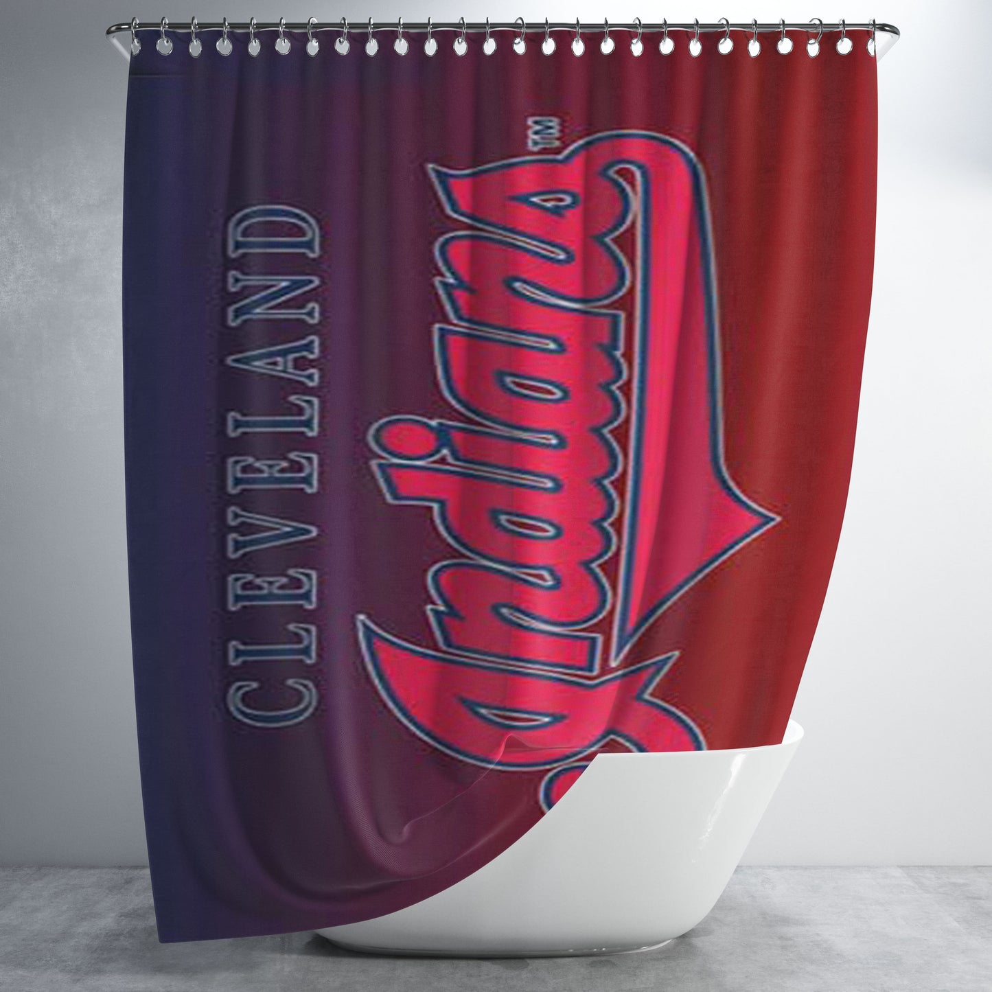Cleveland Indians Logo Gradient Bathroom Shower Curtain Fabric Waterproof | 66 X 72 Inch