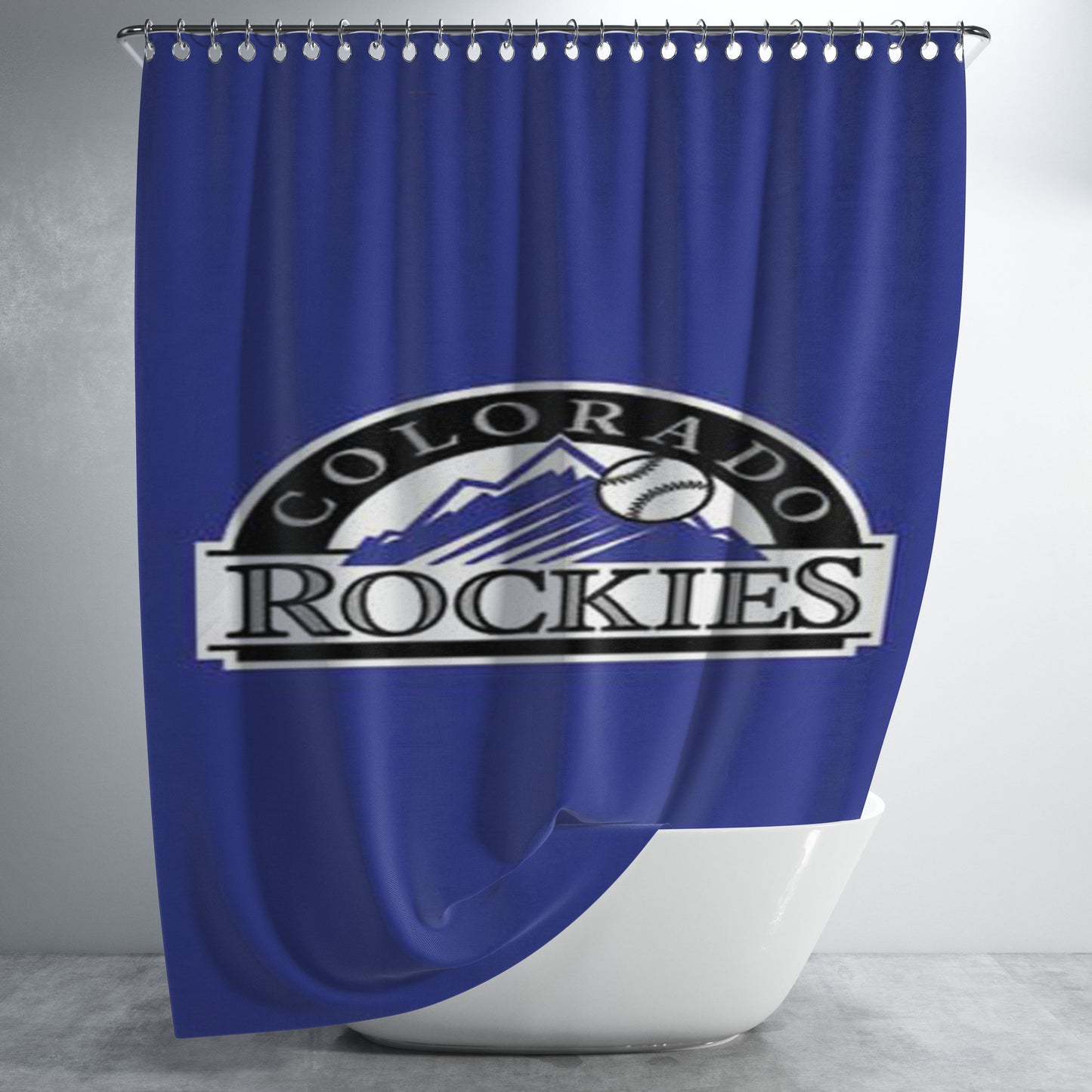Colorado Rockies Logo On Blue Bathroom Shower Curtain Fabric Waterproof | 66 X 72 Inch
