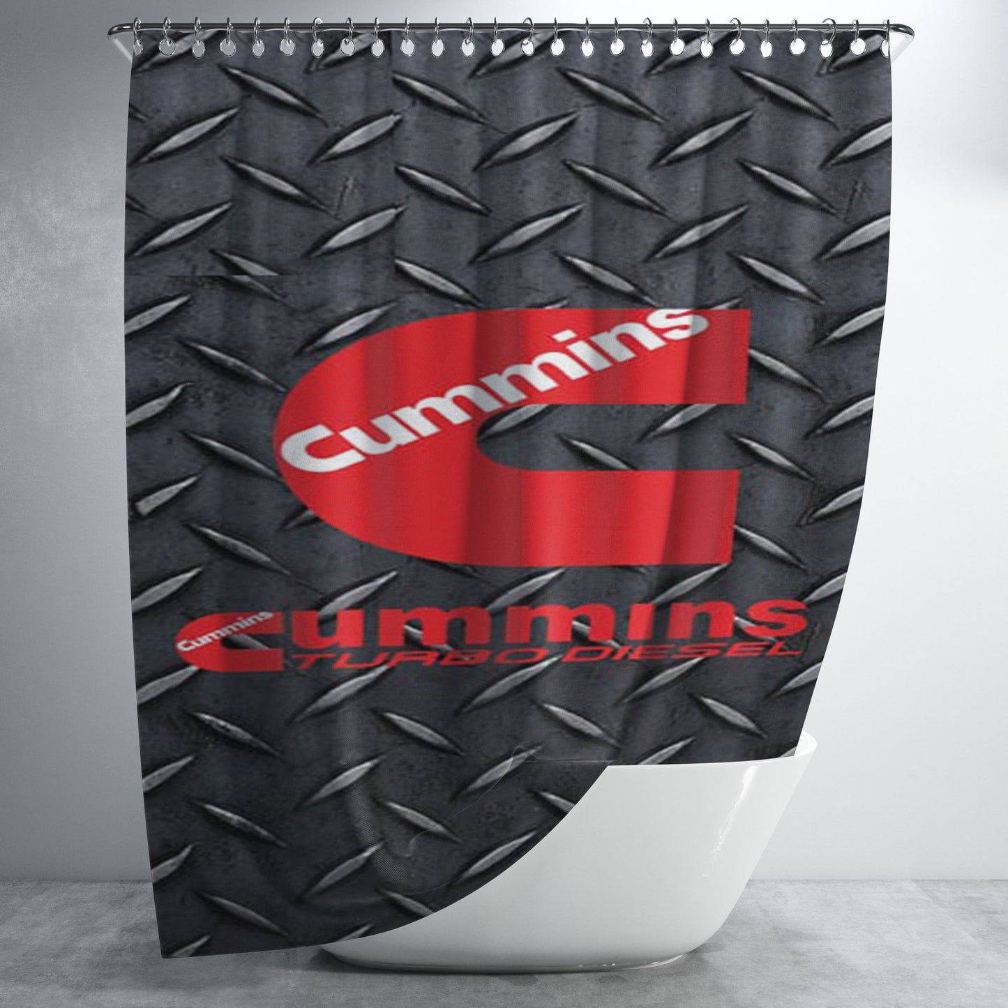 Cummins Turbo Diesel Logo Bathroom Shower Curtain Fabric Waterproof | 66 X 72 Inch