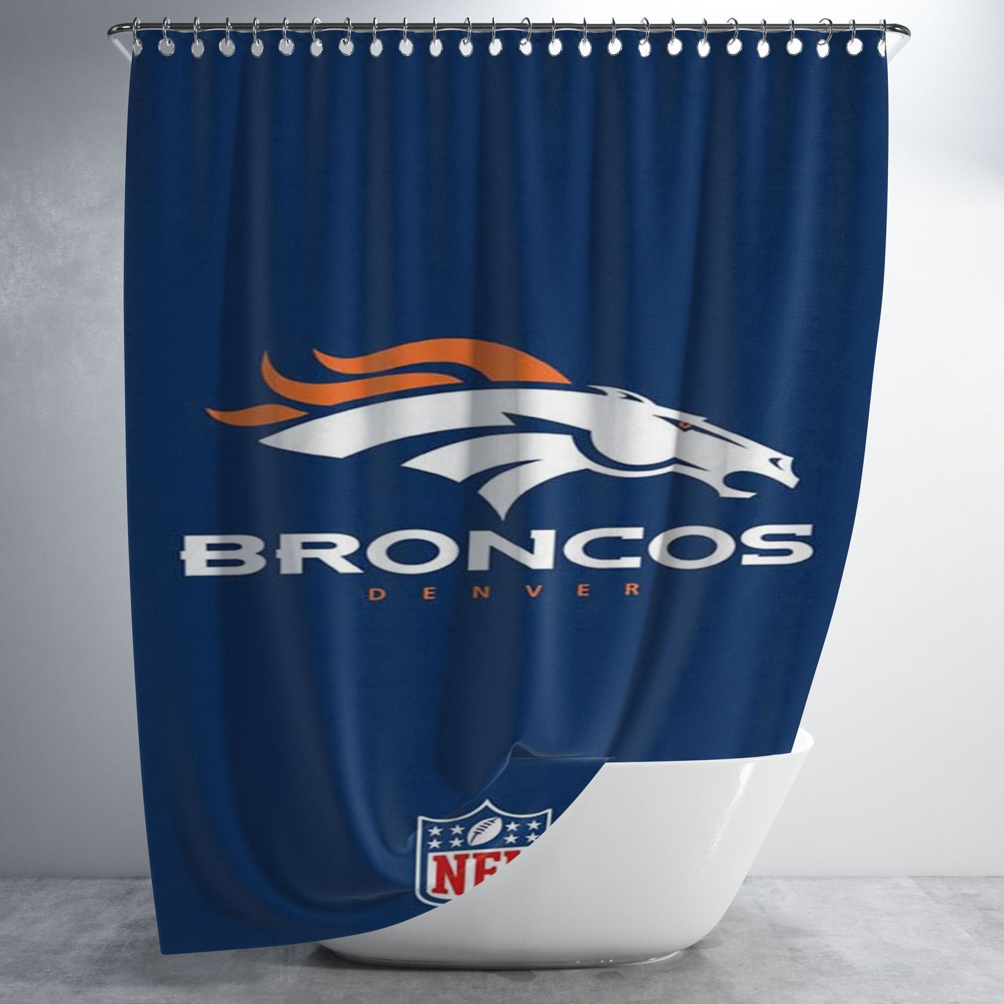 Denver Broncos Zr 1 Bathroom Shower Curtain Fabric Waterproof | 66 X 72 Inch