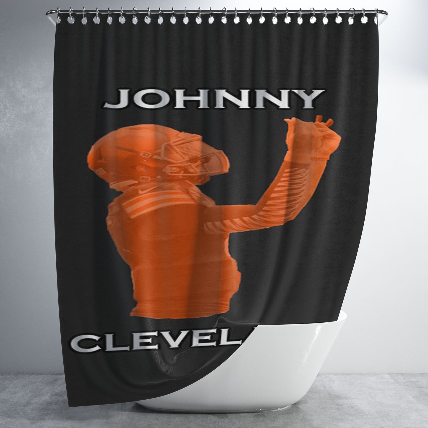 Johnny Cleveland Browns Football Bathroom Shower Curtain Fabric Waterproof | 66 X 72 Inch