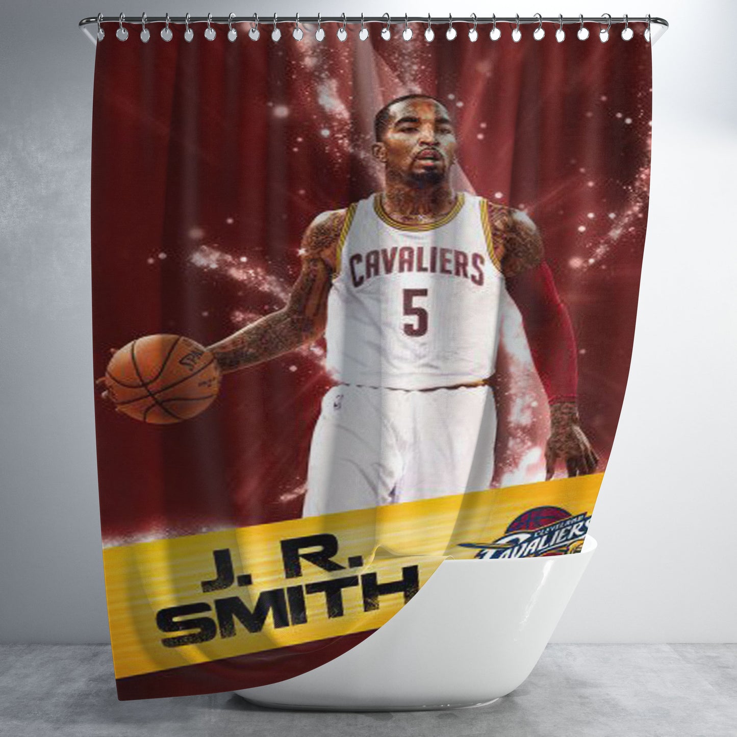 Jr Smth Cleveland Cavaliers Bathroom Shower Curtain Fabric Waterproof | 66 X 72 Inch