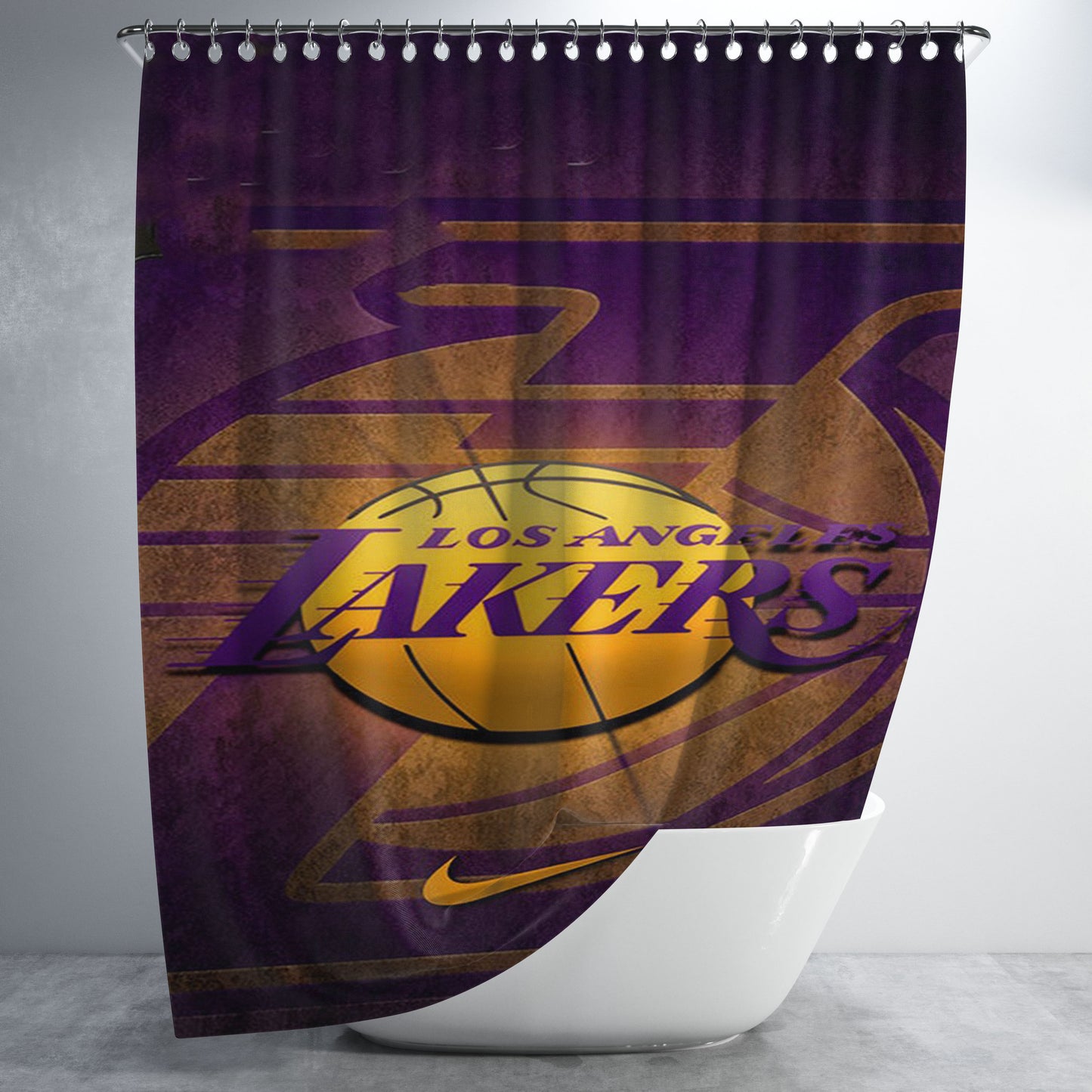 La Lakers Nba Basketball Bathroom Shower Curtain Fabric Waterproof | 66 X 72 Inch
