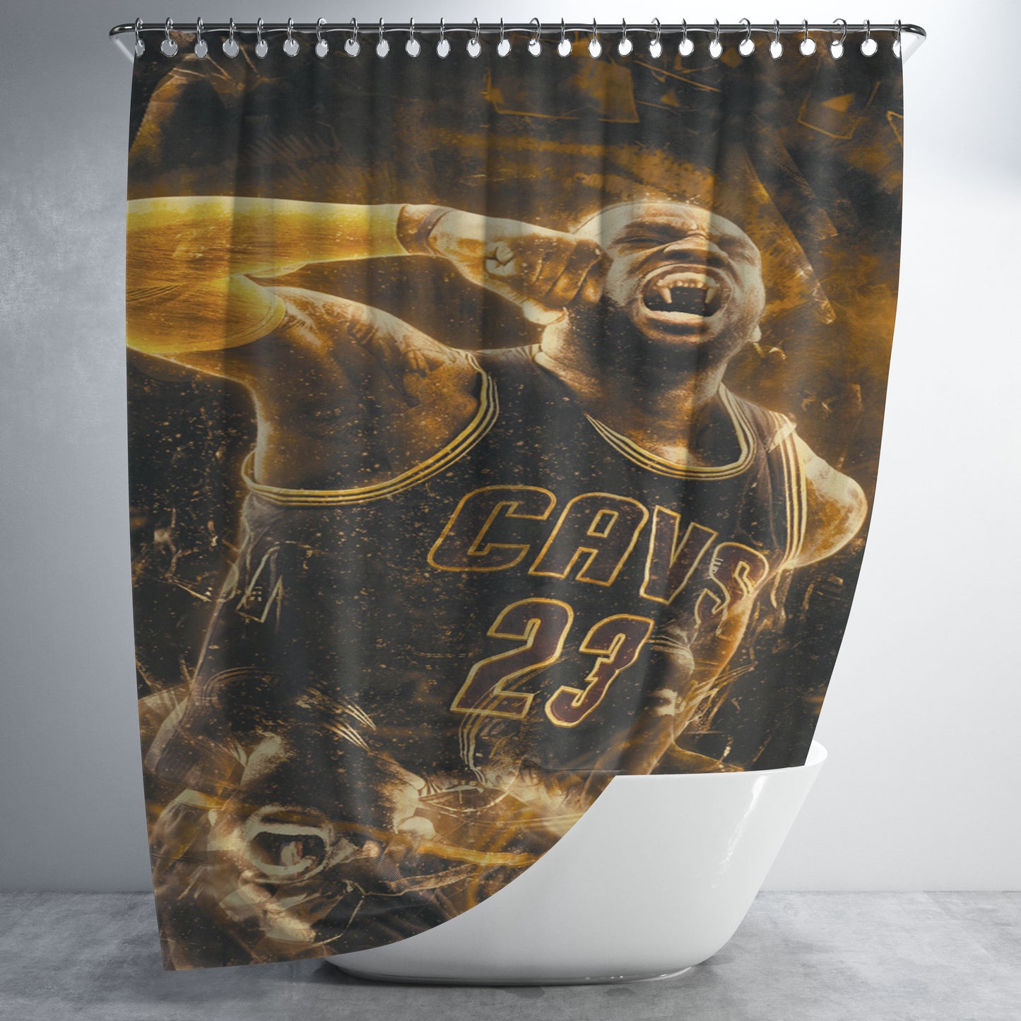 Lebron James Cleveland Cavs Bathroom Shower Curtain Fabric Waterproof | 66 X 72 Inch