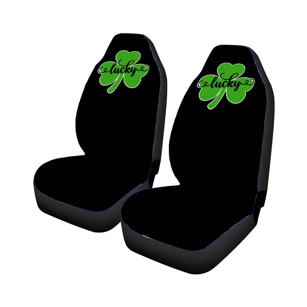 Lucky St Patricks Day Shamrock Clover Logo Birthday Gift Car Seat Covers