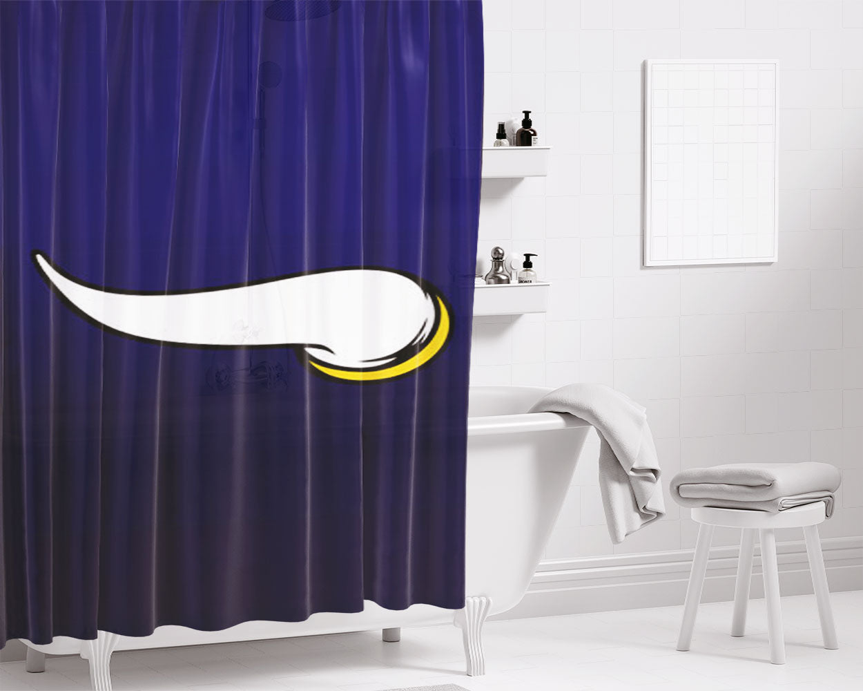 Minnesota Vikings Icon Bathroom Shower Curtain Fabric Waterproof | 66 X 72 Inch
