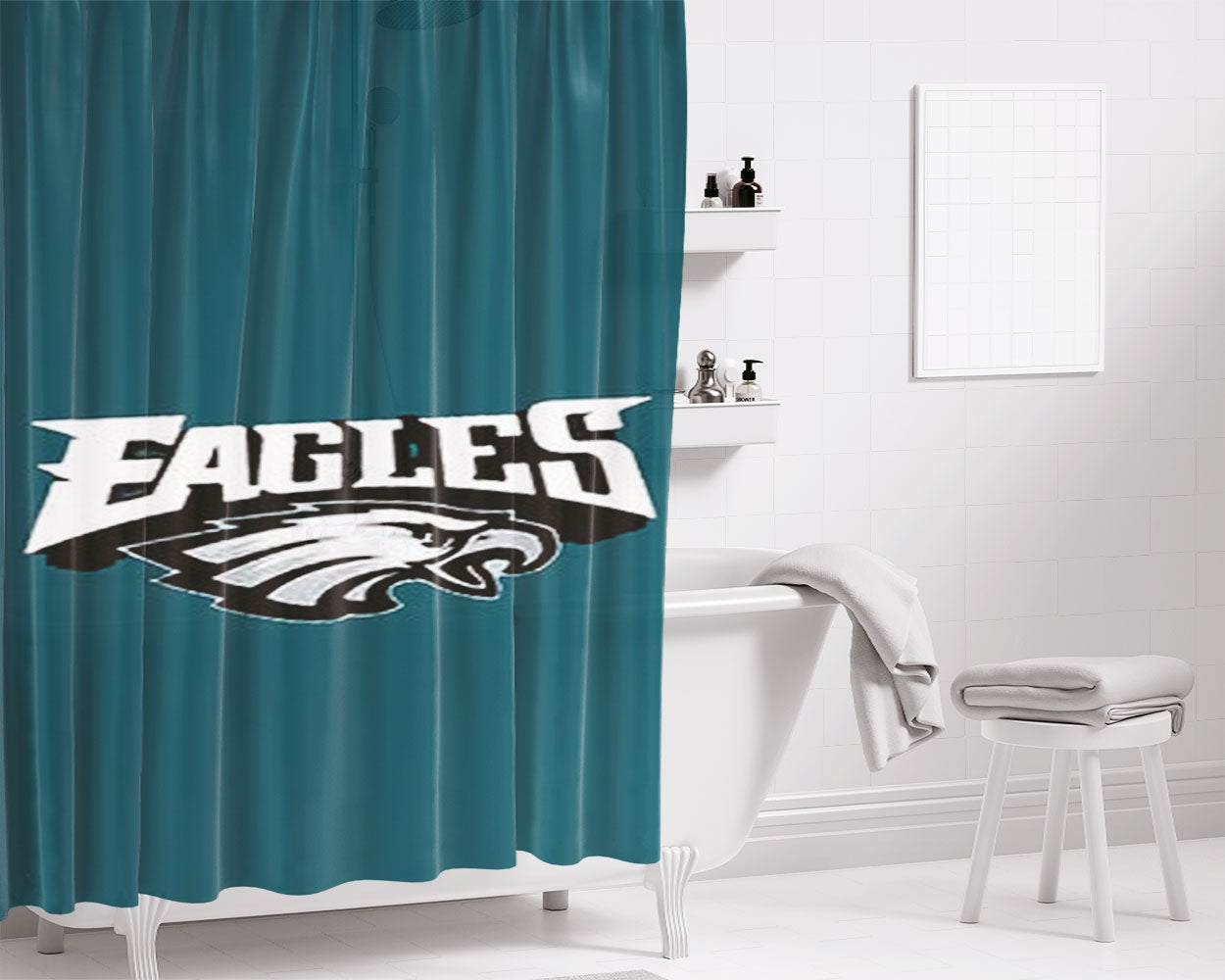 Philadelphia Eagles Logo Bathroom Shower Curtain Fabric Waterproof | 66 X 72 Inch