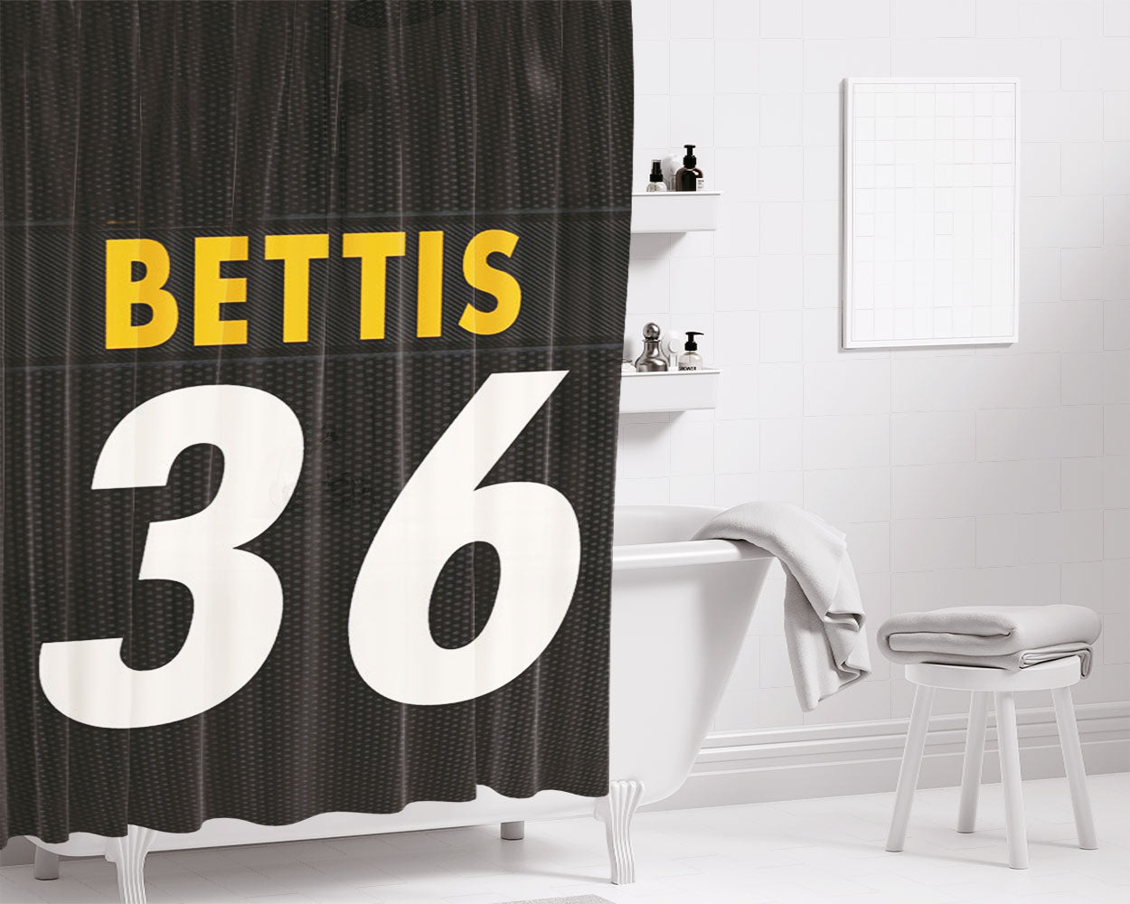 Pittsburgh Steelers Bettis 6 Bathroom Shower Curtain Fabric Waterproof | 66 X 72 Inch