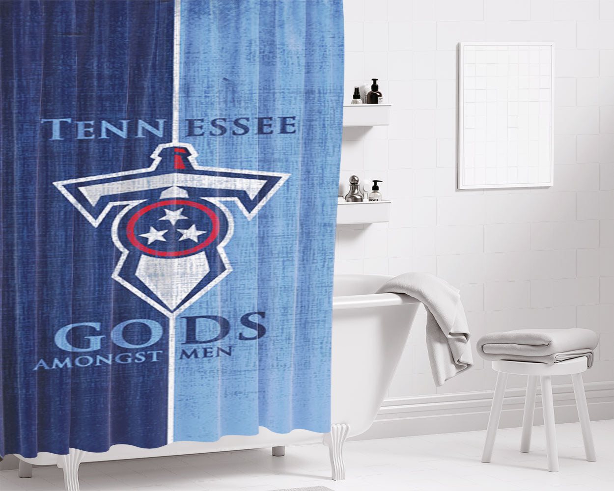 Tennessee Titans Football Bathroom Shower Curtain Fabric Waterproof | 66 X 72 Inch