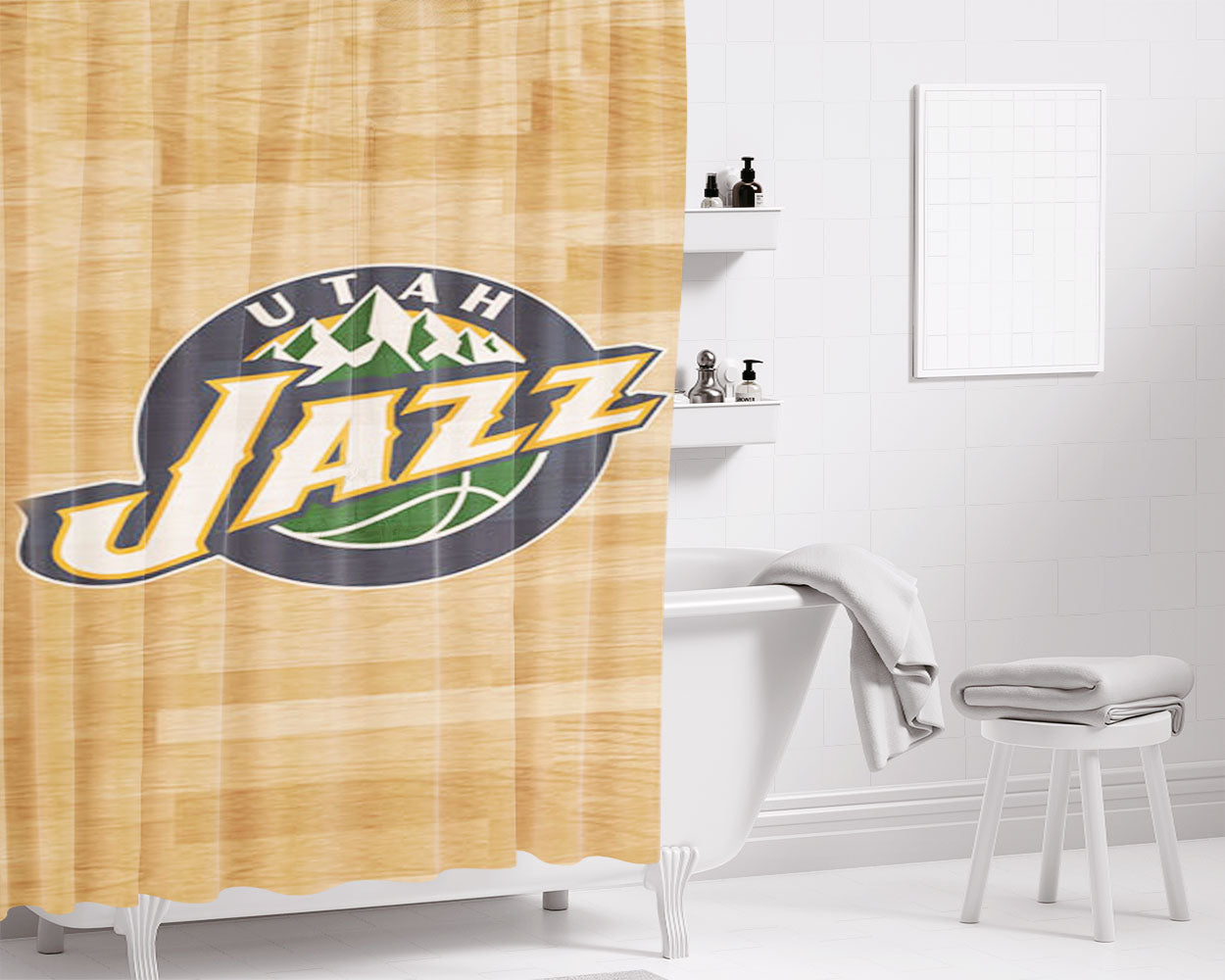 Utah Jazz Nba Bathroom Shower Curtain Fabric Waterproof | 66 X 72 Inch