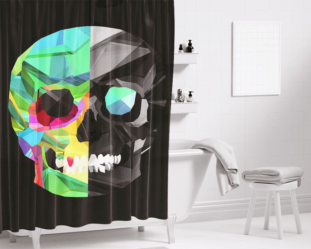 Abstrack Skull Bathroom Shower Curtain Fabric Waterproof | 66 X 72 Inch