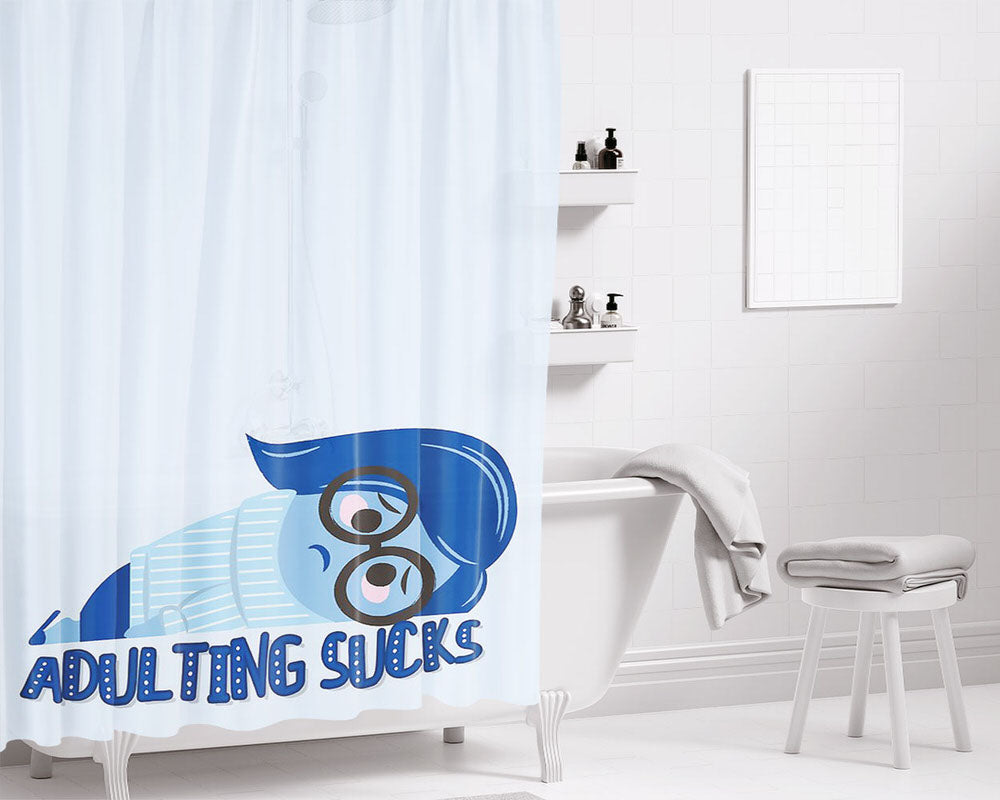 Adulting Sucks Bathroom Shower Curtain Fabric Waterproof | 66 X 72 Inch