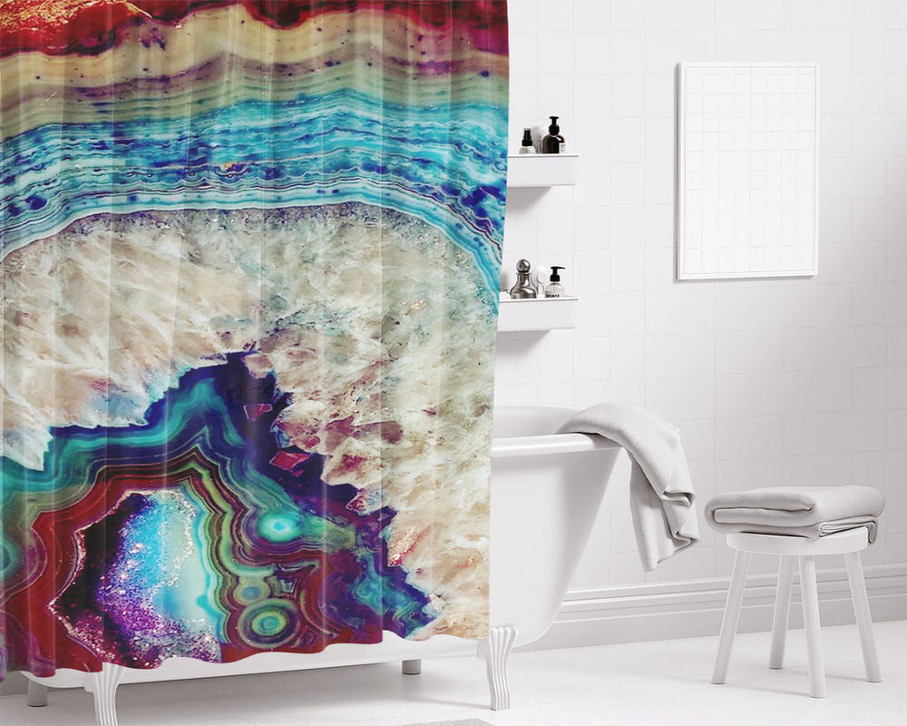 Agate Art Print Bathroom Shower Curtain Fabric Waterproof | 66 X 72 Inch
