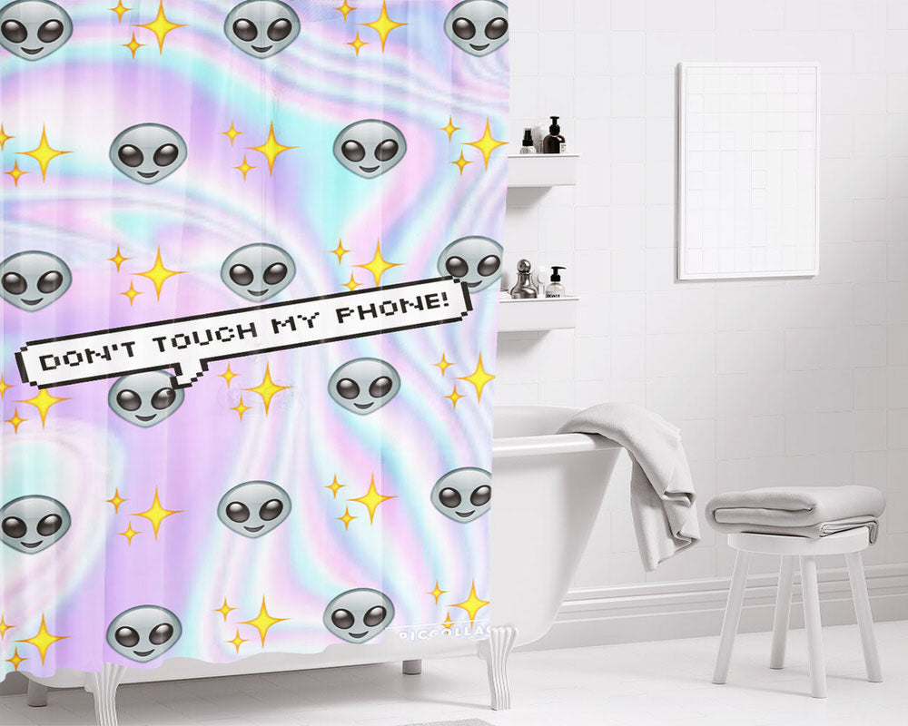 Alien Emoji Dont Bathroom Shower Curtain Fabric Waterproof | 66 X 72 Inch