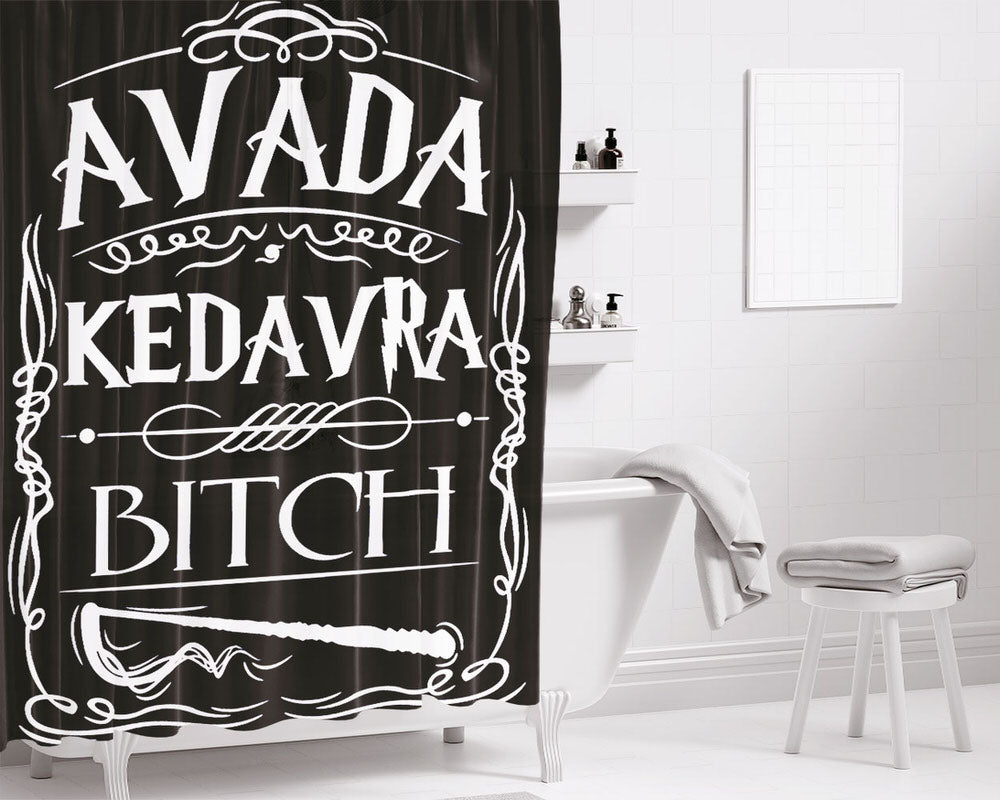 Avada Kedavra Black And White Bathroom Shower Curtain Fabric Waterproof | 66 X 72 Inch