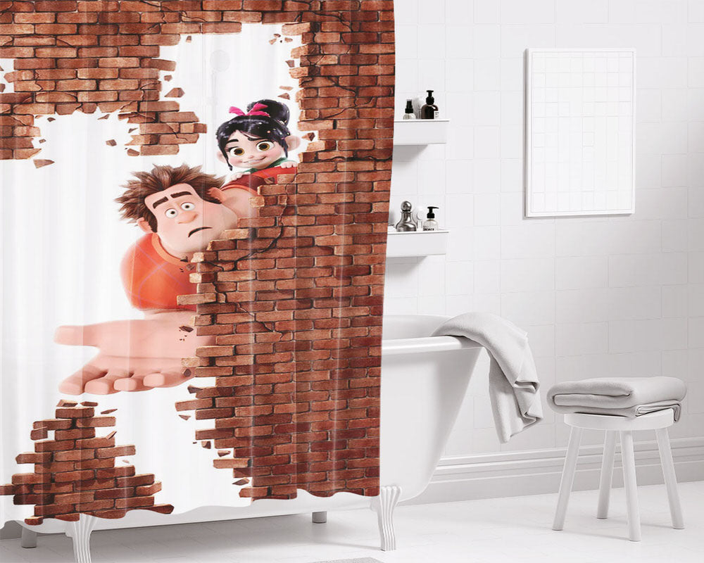 Back Wall Vannelope Von Schweetz And Ralph Bathroom Shower Curtain Fabric Waterproof | 66 X 72 Inch