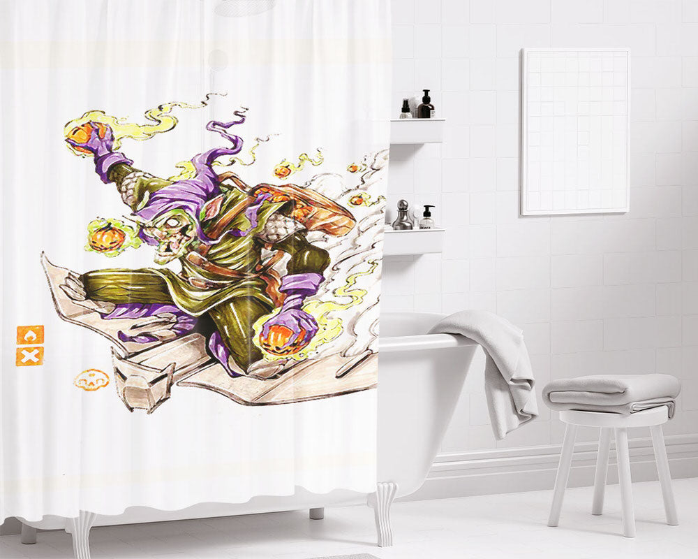 Bad Green Goblin Bathroom Shower Curtain Fabric Waterproof | 66 X 72 Inch