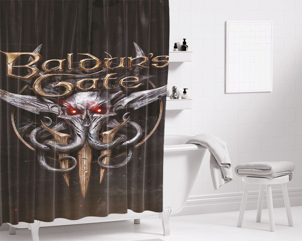 Baldurs Gate 3 Logo Bathroom Shower Curtain Fabric Waterproof | 66 X 72 Inch