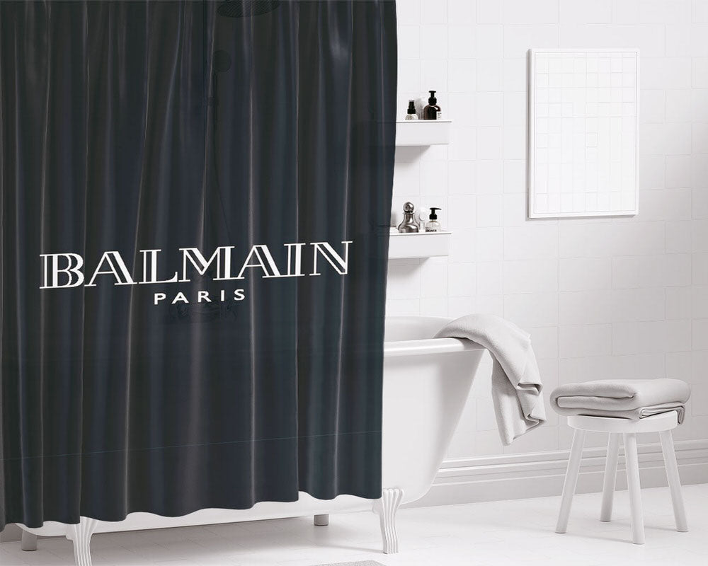 Balmain Paris Logo Bathroom Shower Curtain Fabric Waterproof | 66 X 72 Inch