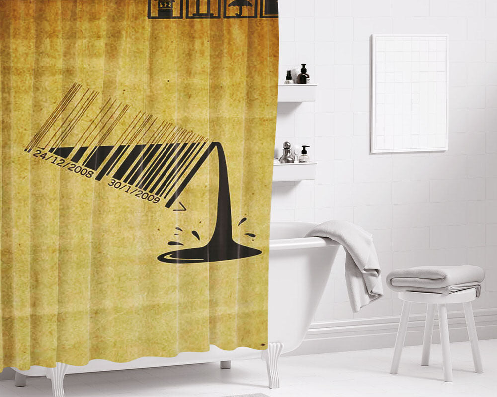 Barcode Illustration Of The World Bathroom Shower Curtain Fabric Waterproof | 66 X 72 Inch