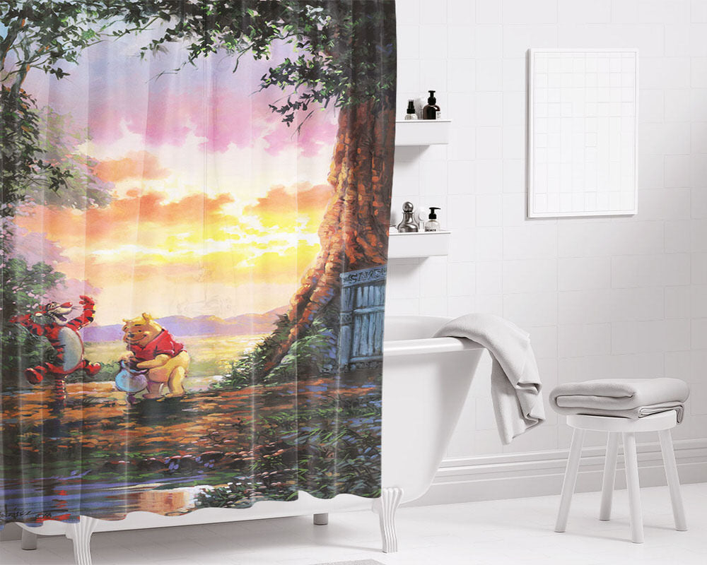 Bear And Tiger Bathroom Shower Curtain Fabric Waterproof | 66 X 72 Inch