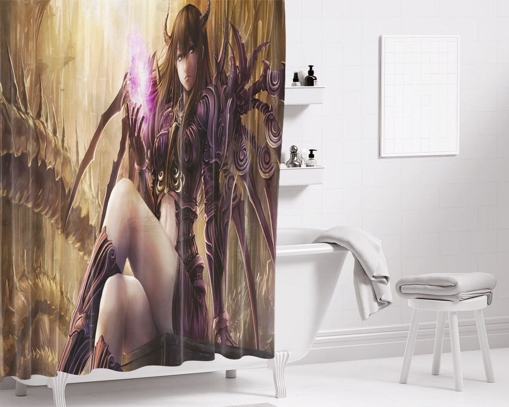 Beauty Devil Girl Bathroom Shower Curtain Fabric Waterproof | 66 X 72 Inch