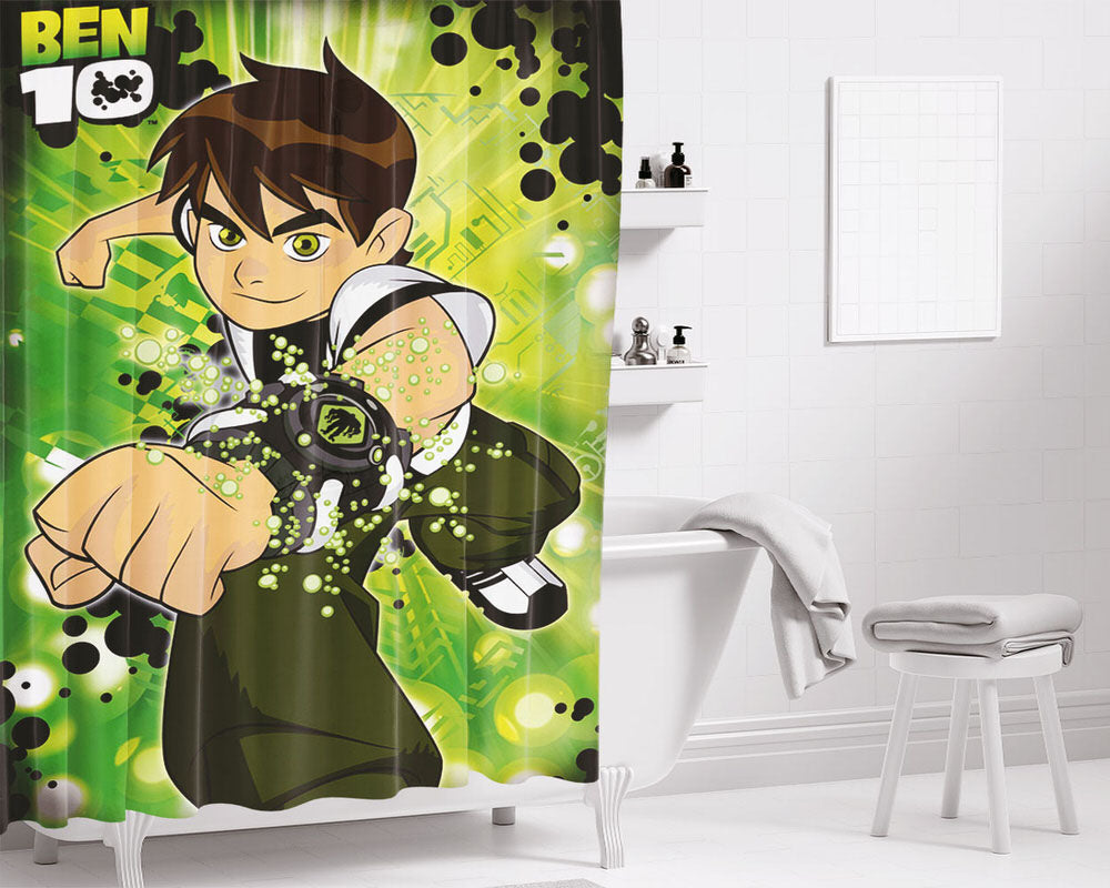 Ben Ten Green Bathroom Shower Curtain Fabric Waterproof | 66 X 72 Inch