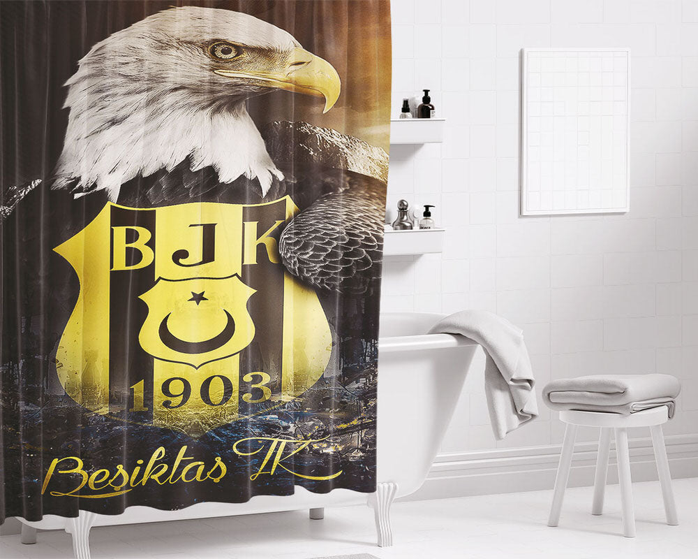 Besiktas Jk Hd Logo Bathroom Shower Curtain Fabric Waterproof | 66 X 72 Inch