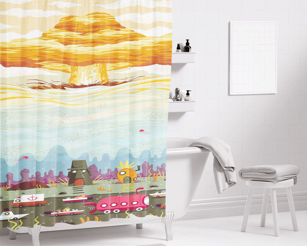 Bikini Atoll Bottom Bathroom Shower Curtain Fabric Waterproof | 66 X 72 Inch