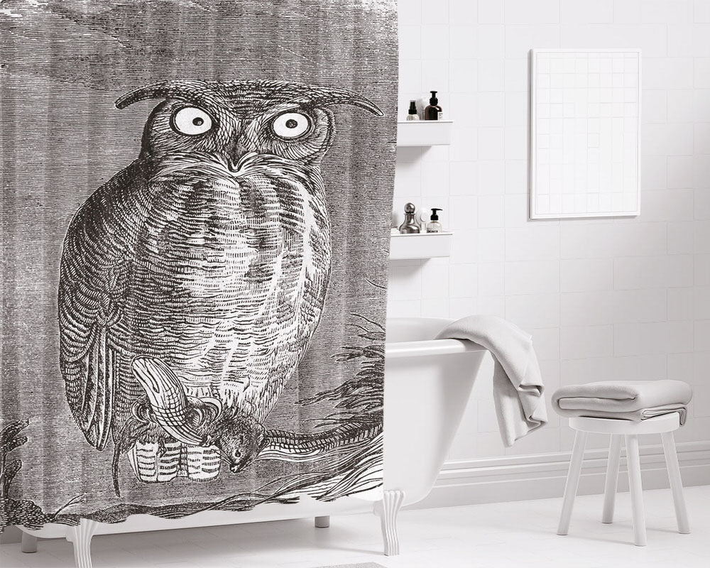 Black And White Bird Bathroom Shower Curtain Fabric Waterproof | 66 X 72 Inch