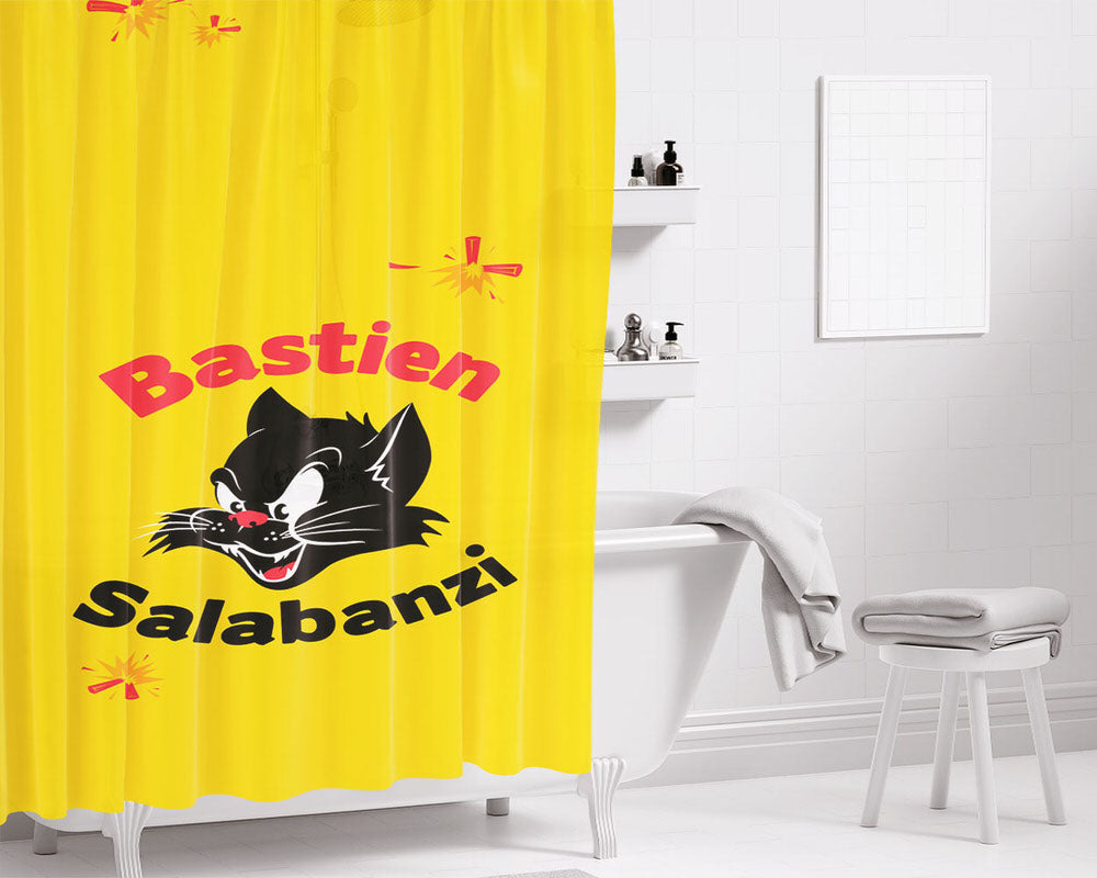 Black Cat Wallpaper Primitive Skate Bathroom Shower Curtain Fabric Waterproof | 66 X 72 Inch