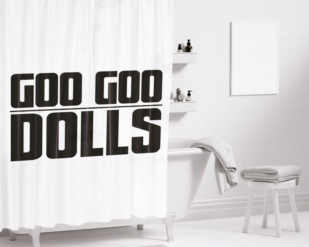 Black White Goo Goo Dolls Logo Bathroom Shower Curtain Fabric Waterproof | 66 X 72 Inch