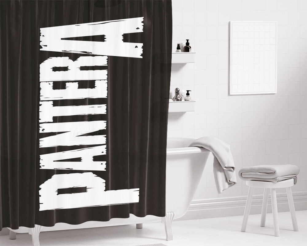 Black White Pantera Band Logo Bathroom Shower Curtain Fabric Waterproof | 66 X 72 Inch