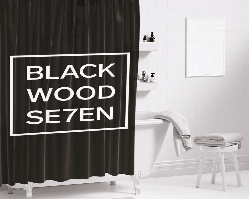 Blackwood Seven Black Bathroom Shower Curtain Fabric Waterproof | 66 X 72 Inch
