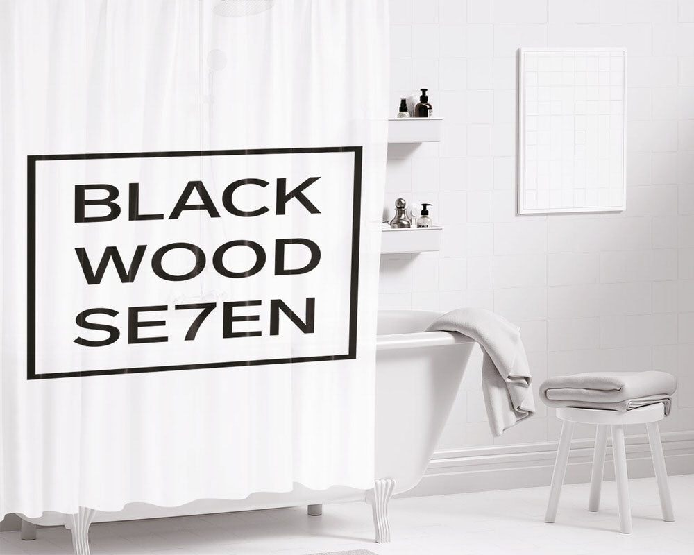 Blackwood Seven White Bathroom Shower Curtain Fabric Waterproof | 66 X 72 Inch