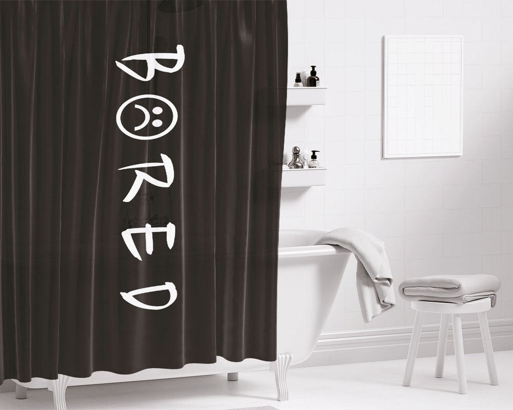 Bored Logo Bathroom Shower Curtain Fabric Waterproof | 66 X 72 Inch