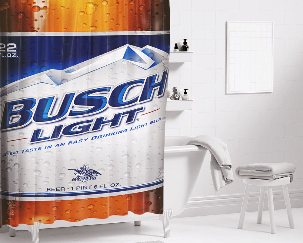 Busch Light Bathroom Shower Curtain Fabric Waterproof | 66 X 72 Inch